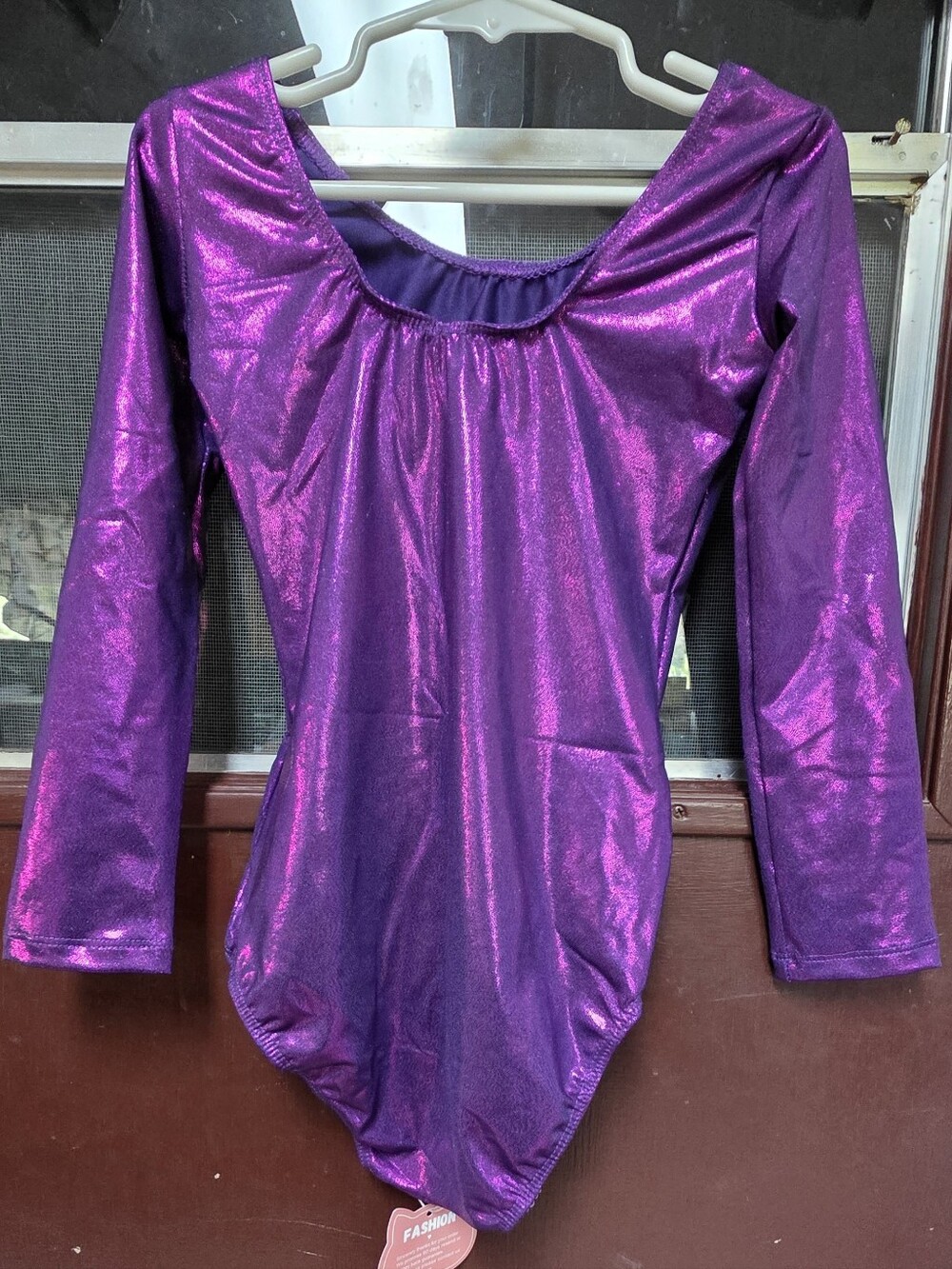 Source Unknown Shiny Purple Long Sleeve Dance Leotard